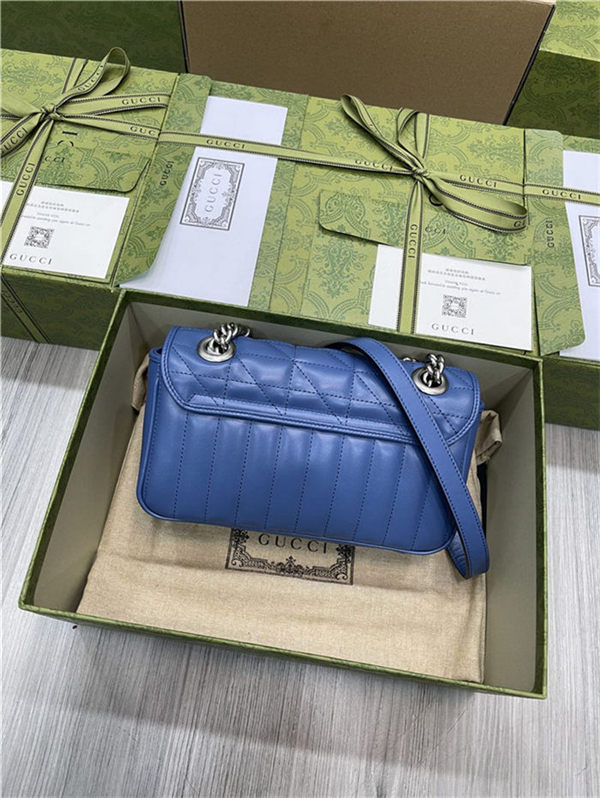 GG Marmont mini New matelassé shoulder bag 446744 Blue High