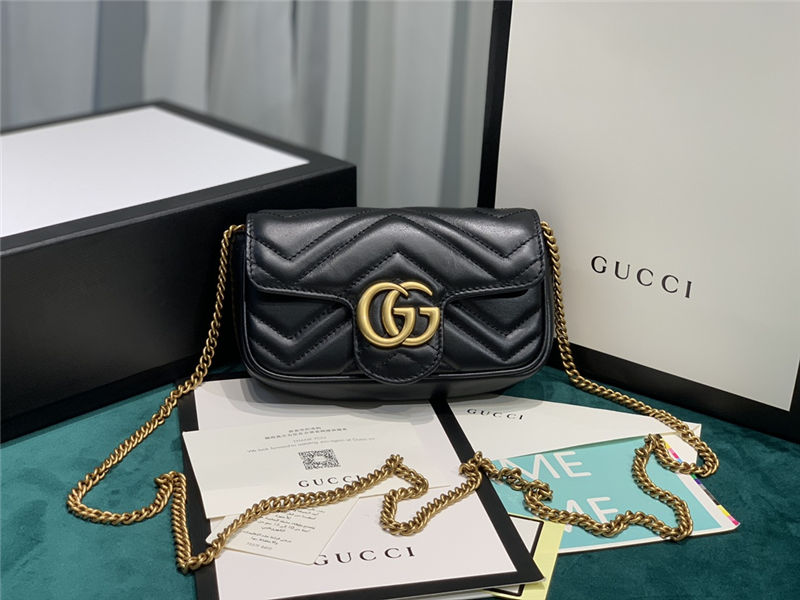 GG MARMONT MATELASSÉ SUPER MINI BAG 476433 Black High