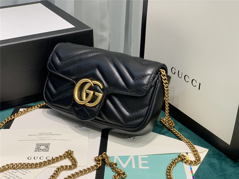 GG MARMONT MATELASSÉ SUPER MINI BAG 476433 Black High