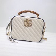 GG Marmont small shoulder bag with bamboo white High