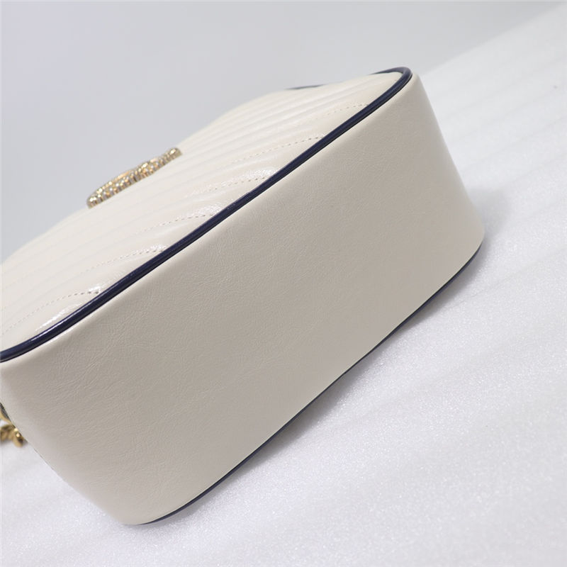 GG Marmont small shoulder bag with bamboo white High