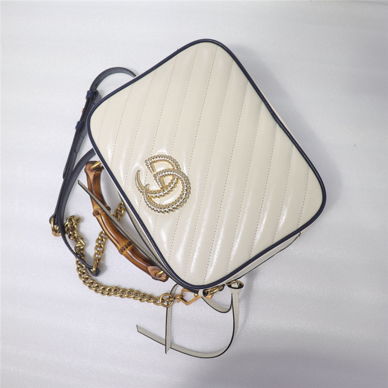 GG Marmont small shoulder bag with bamboo white High