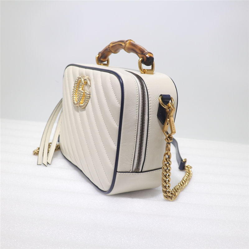 GG Marmont small shoulder bag with bamboo white High