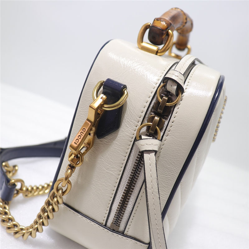 GG Marmont small shoulder bag with bamboo white High