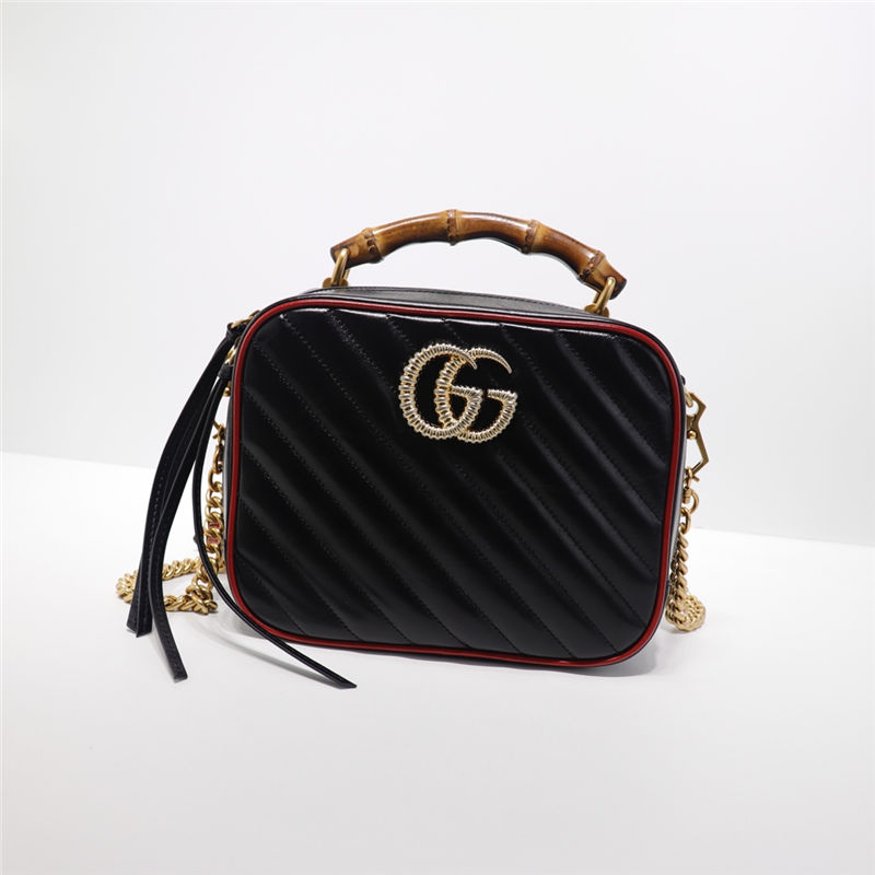 GG Marmont small shoulder bag with bamboo black High