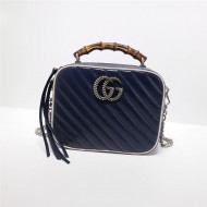 GG Marmont small shoulder bag with bamboo blue High