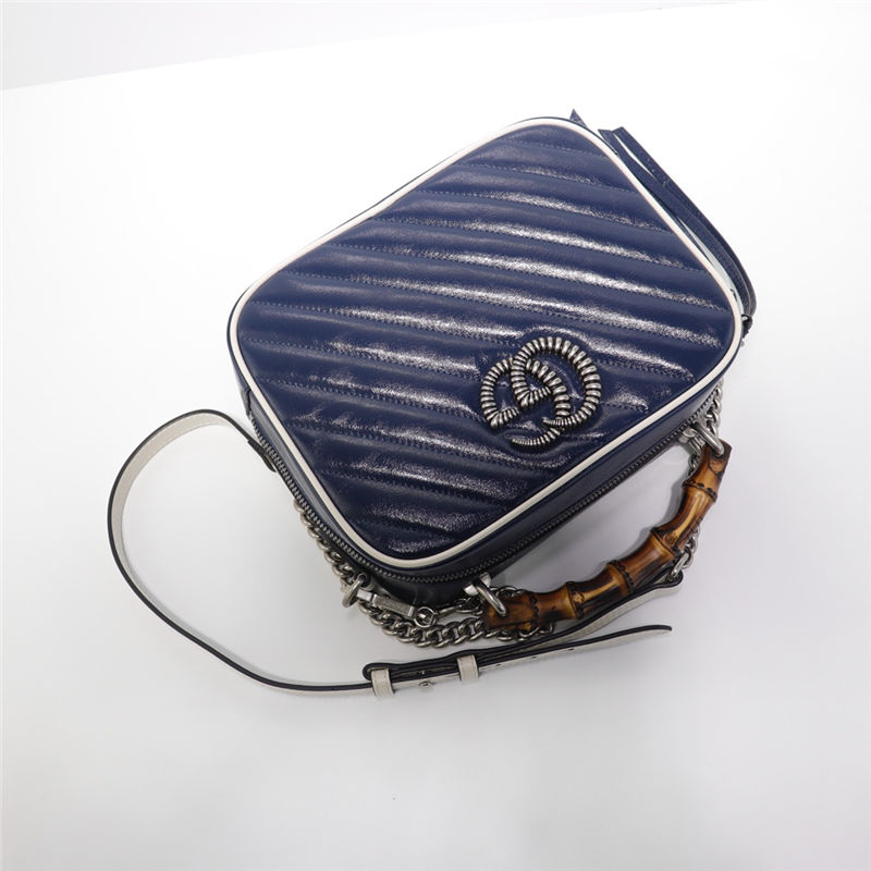 GG Marmont small shoulder bag with bamboo blue High