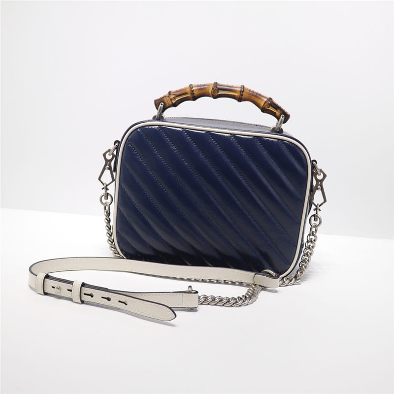 GG Marmont small shoulder bag with bamboo blue High