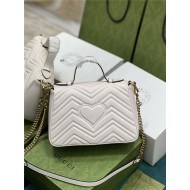 GG Marmont small top handle bag 498110 white High