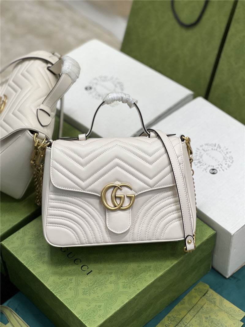 GG Marmont small top handle bag 498110 white High