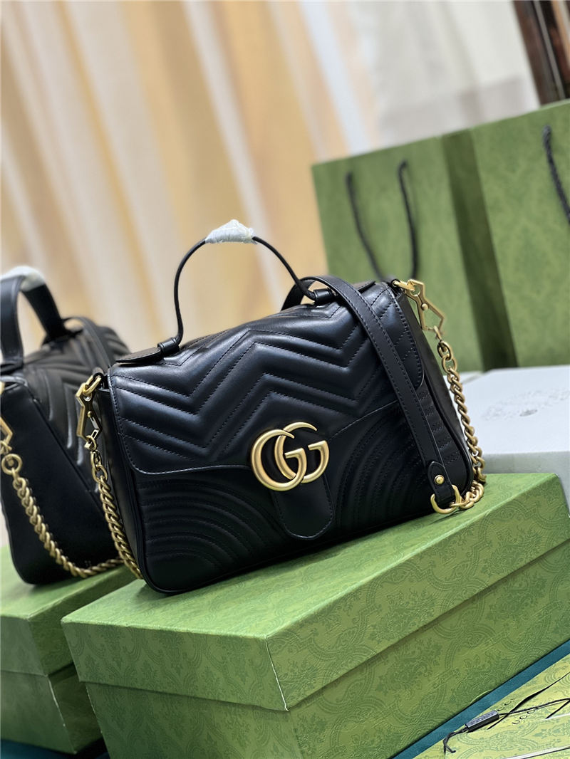 GG Marmont small top handle bag 498110 black High