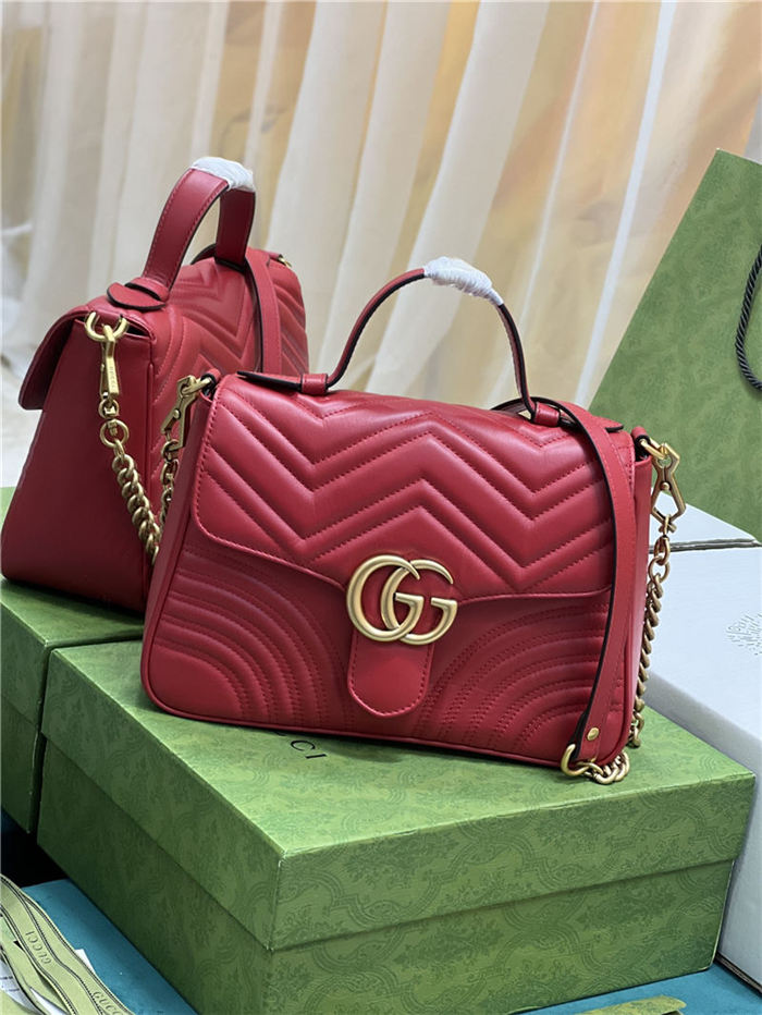 GG Marmont small top handle bag 498110 red High