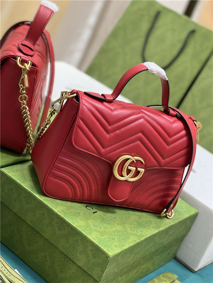 GG Marmont small top handle bag 498110 red High