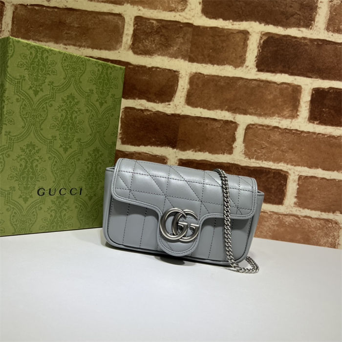 GG MARMONT NEW MATELASSÉ SUPER MINI BAG 476433 Grey High