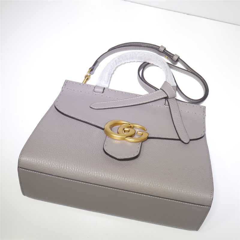 GG Marmont small top handle bag Leather 421890 Grey High