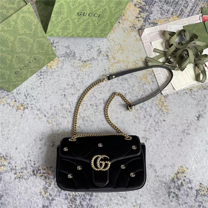 GG MARMONT SMALL SHOULDER BAG Velvet Black 443497 High