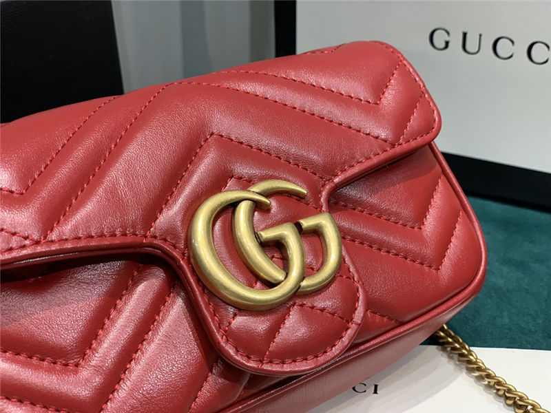 GG MARMONT MATELASSÉ SUPER MINI BAG 476433 Red High