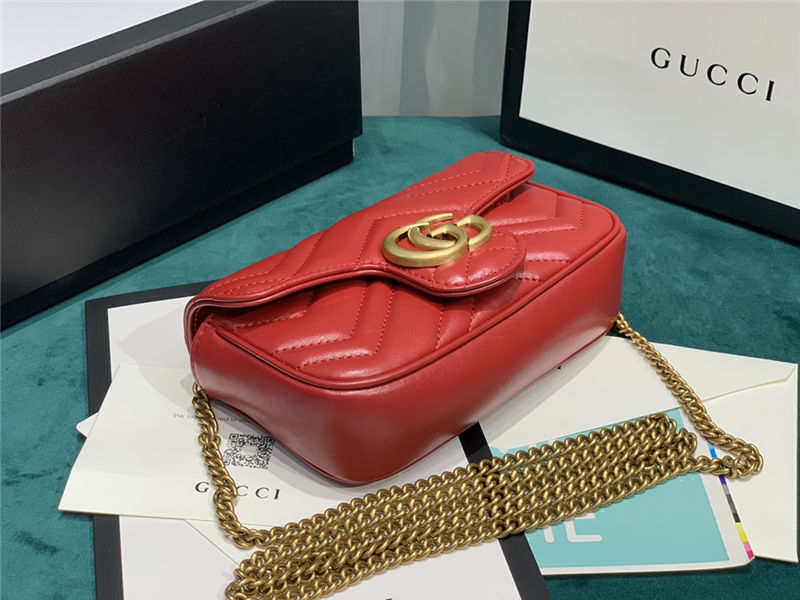 GG MARMONT MATELASSÉ SUPER MINI BAG 476433 Red High