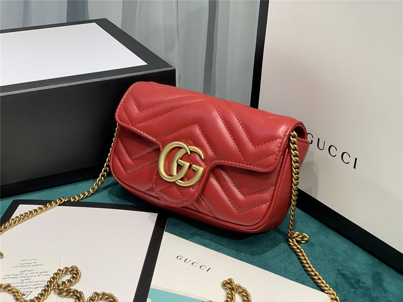 GG MARMONT MATELASSÉ SUPER MINI BAG 476433 Red High