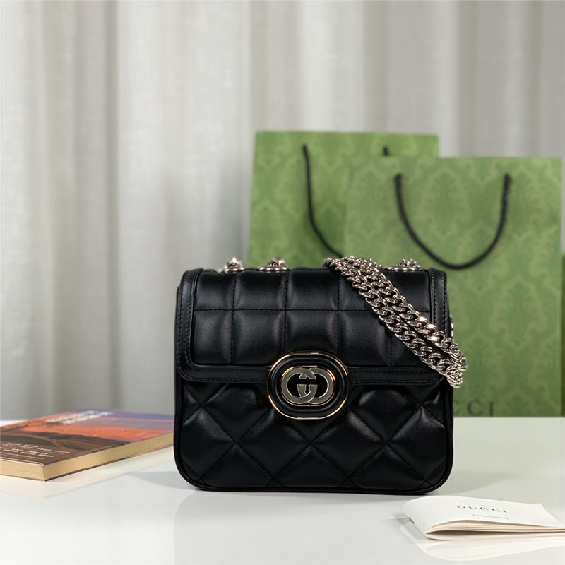 GUCCI DECO MINI SHOULDER BAG 741457 Leather Black High