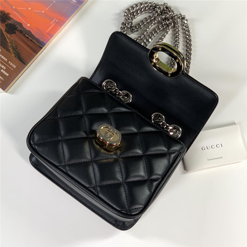 GUCCI DECO MINI SHOULDER BAG 741457 Leather Black High