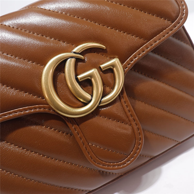 GG Marmont mini top handle bag brown leather high