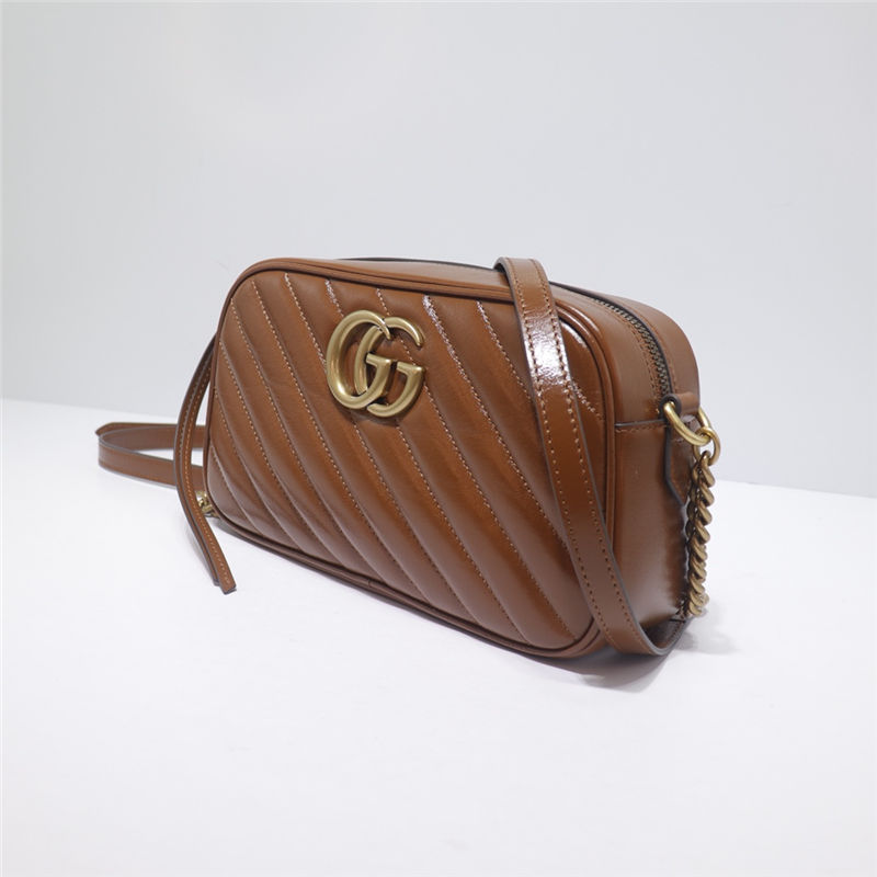 GG Marmont small matelassé shoulder bag brown leather high