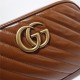 GG Marmont small matelassé shoulder bag brown leather high