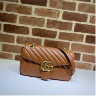 GG Marmont small matelassé shoulder bag brown leather high