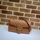 GG Marmont small matelassé shoulder bag brown leather high