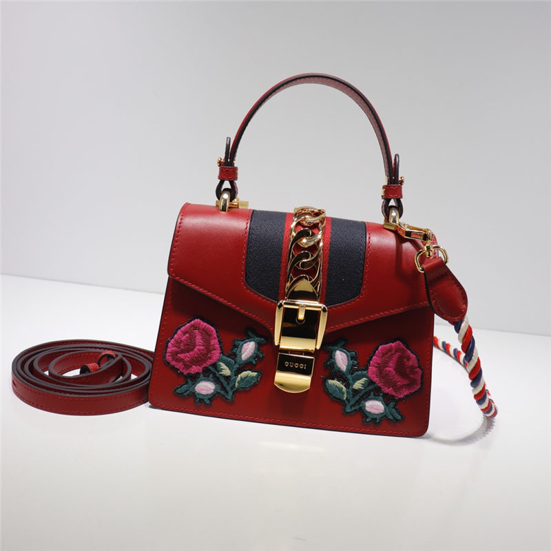 Sylvie leather mini bag Leather 470270 Flower Red high