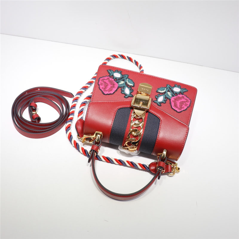 Sylvie leather mini bag Leather 470270 Flower Red high