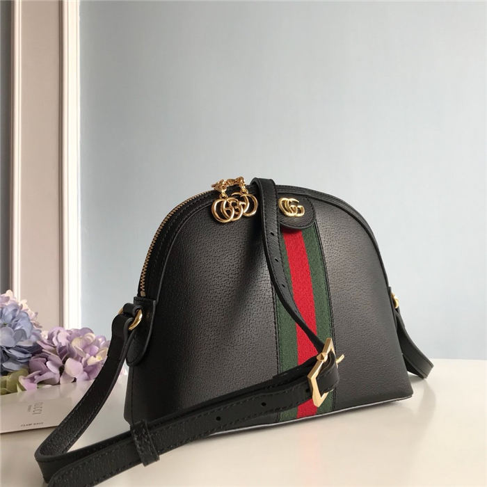 Ophidia small shoulder bag black leather high