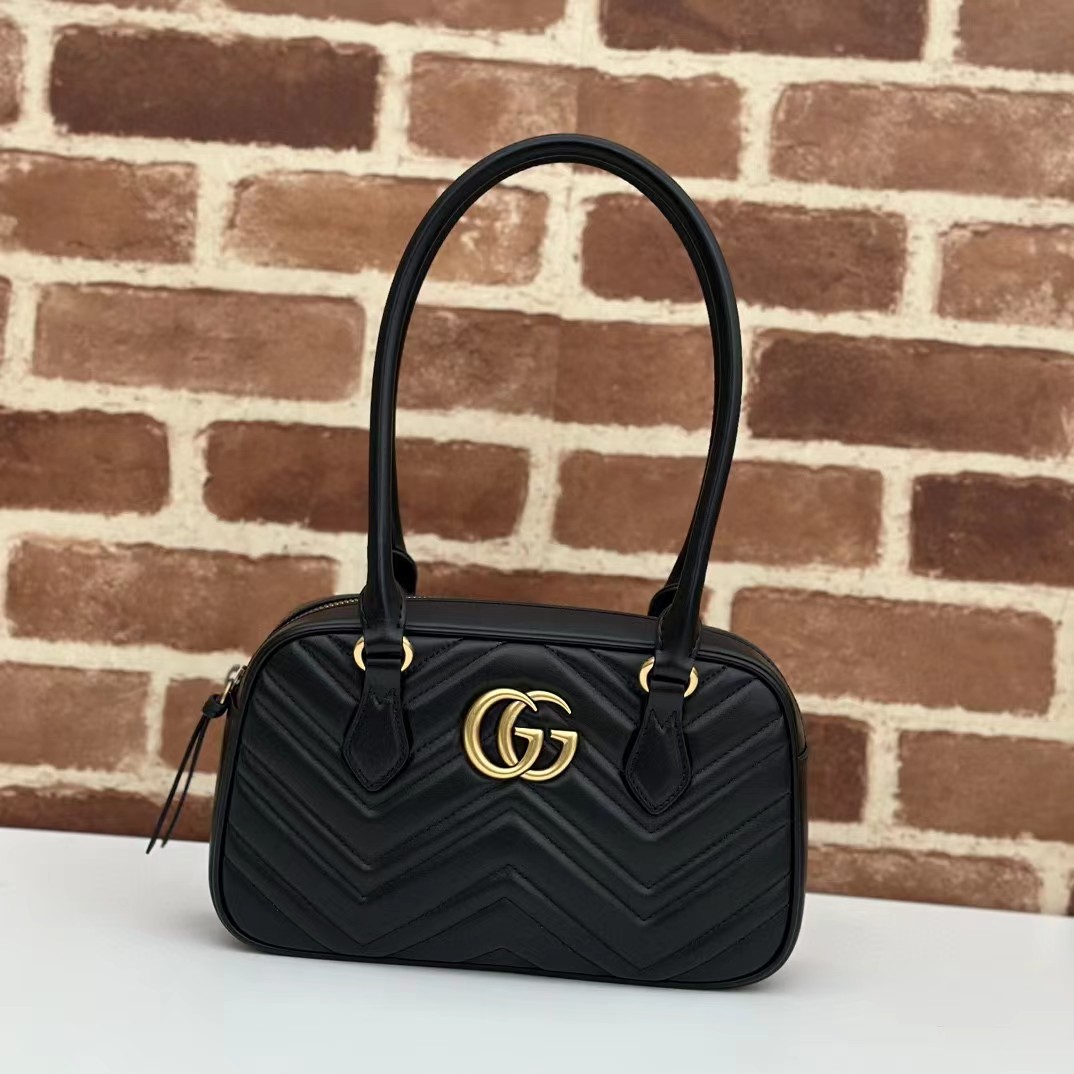 GG Marmont shoulder bag Leather Balck High