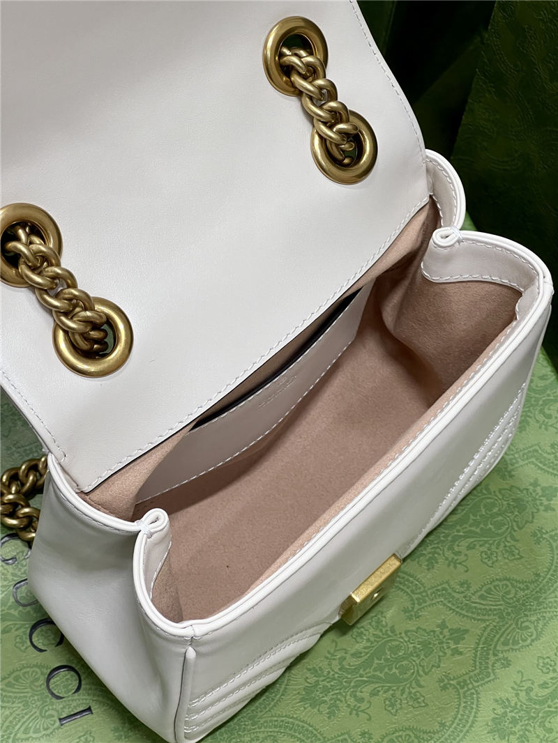 GG MARMONT MINI SHOULDER BAG 739682 Leather White high