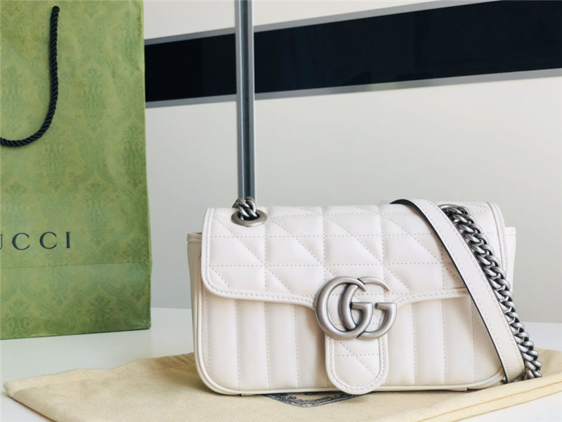 GG Marmont mini New matelassé shoulder bag 446744 White High