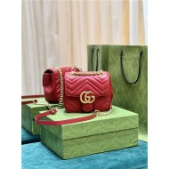 GG MARMONT MINI SHOULDER BAG 739682 Leather Red high