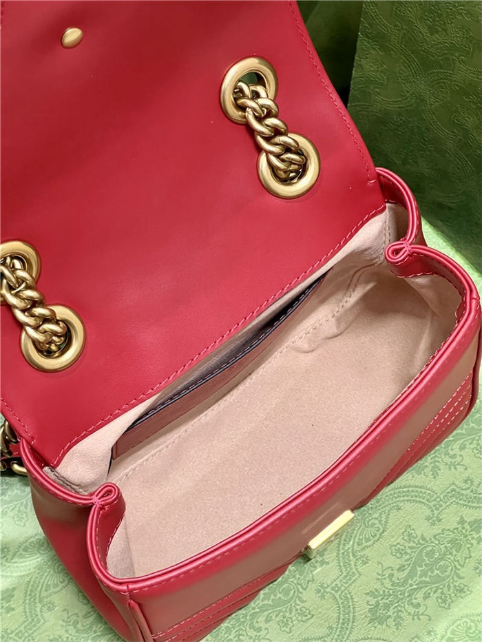 GG MARMONT MINI SHOULDER BAG 739682 Leather Red high