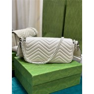 GG MARMONT MATELASSÉ SHOULDER BAG 734814 Leather White high