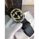 Gucci Leather belt with G buckle Silver/Gold 38mm High