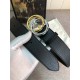 Gucci Leather belt with G buckle Silver/Gold 38mm High