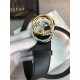 Gucci Leather belt with G buckle Silver/Gold 38mm High