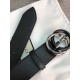 Gucci Leather belt with G buckle Silver/Black 38mm High