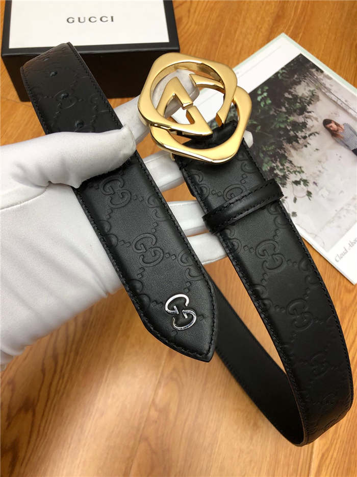 Gucci Signature belt with G buckle 38mm Gold High