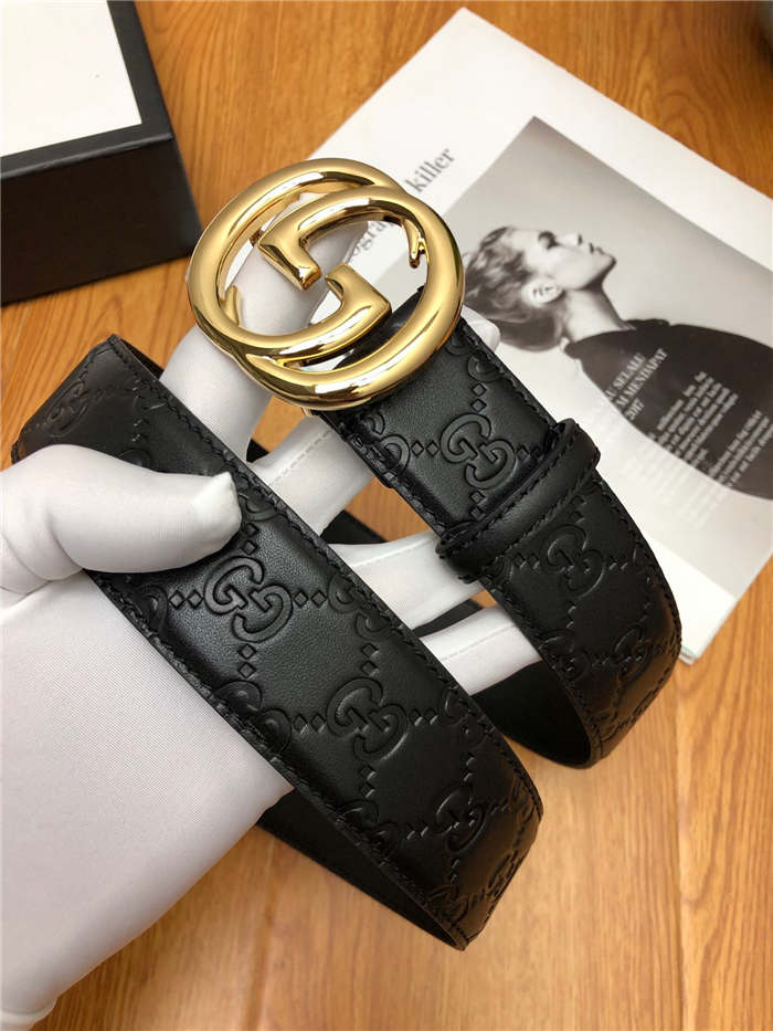 Gucci Signature belt with interlocking G buckle 38mm Gold High