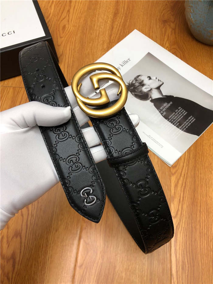 Gucci Signature belt with interlocking G buckle 38mm Anti-Gold High