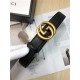 Gucci Leather belt with interlocking G buckle 38mm Anti-Gold High