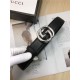 Gucci Leather belt with interlocking G buckle 38mm Silver High