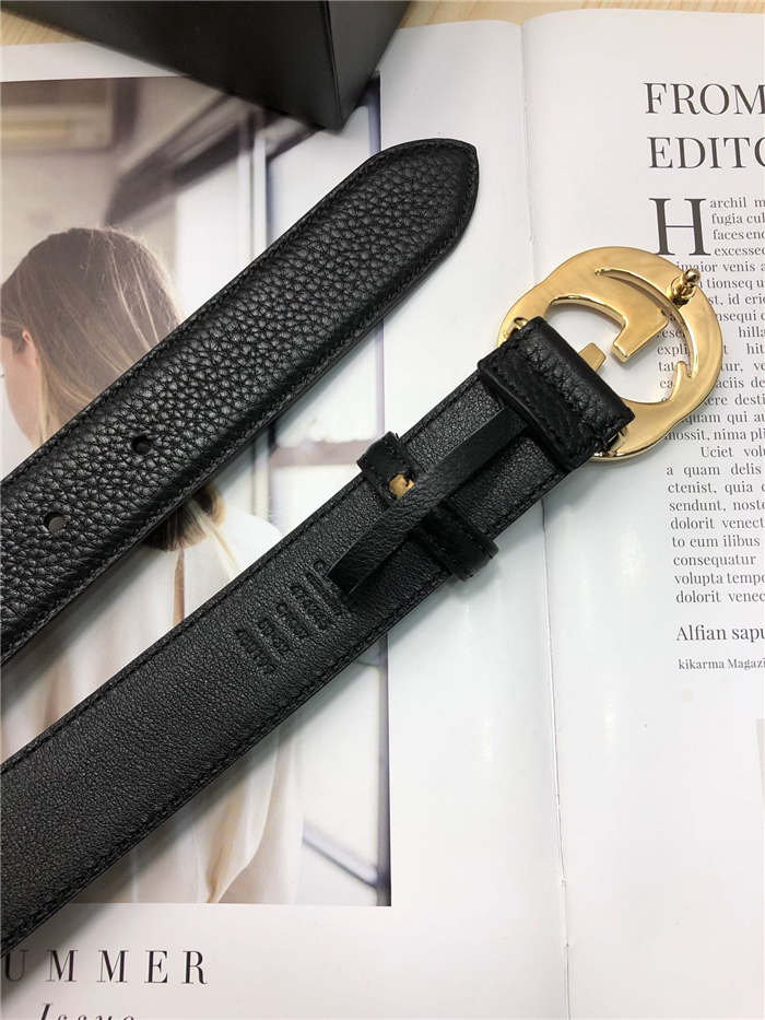 Gucci Leather belt with interlocking G buckle 38mm Gold High