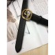 Gucci Leather belt with interlocking G buckle 38mm Gold High